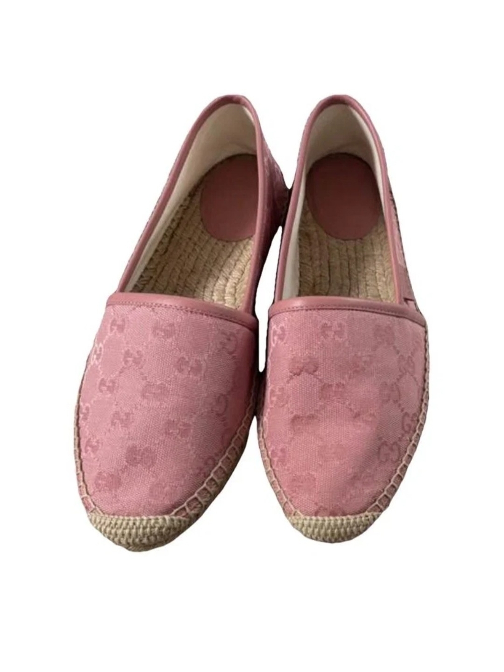 Gucci Pink Monogram Canvas Espadrille Flats